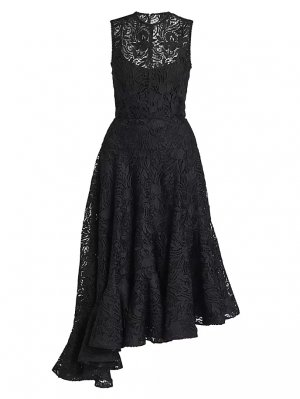 Асимметричное платье-миди из гипюрового кружева , черный Erdem