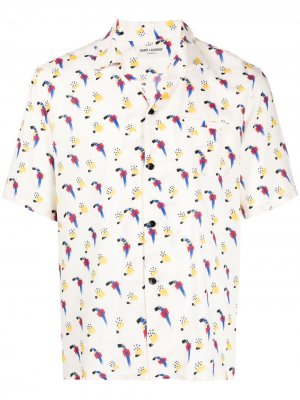 Рубашка с принтом и короткими рукавами Saint Laurent. Цвет: бежевый