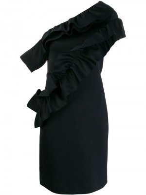 Коктейльное платье мини асимметричного кроя Lanvin. Цвет: черный