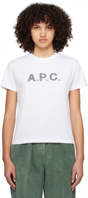 Белая футболка с принтом A.P.C.