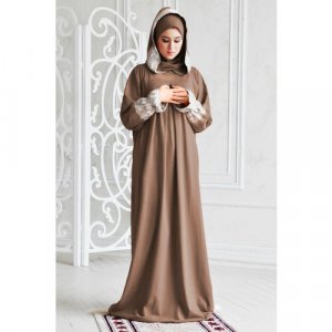 Платье , размер 42-52, бежевый Hayat. Цвет: бежевый/мокко