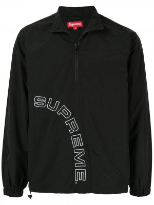 Пуловер с воротником на молнии и логотипом Supreme. Цвет: черный
