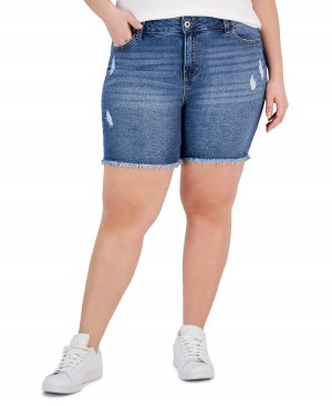 Модные джинсовые шорты-бермуды больших размеров с потертостями Celebrity Pink