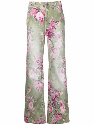 Floral wide-leg trousers Blumarine. Цвет: зеленый