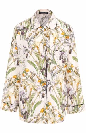 Шелковая блуза с пижамном стиле принтом Alexander McQueen. Цвет: разноцветный