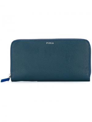 Длинный бумажник на молнии Furla. Цвет: синий