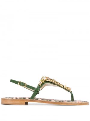 Декорированные сандалии с открытым носком Emanuela Caruso. Цвет: зеленый
