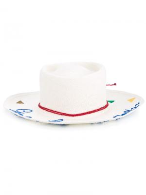 Шляпа с вышивкой Mira Mikati. Цвет: белый