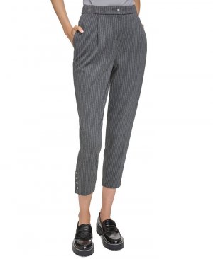 Женские укороченные брюки в тонкую полоску со средней посадкой, серый Calvin Klein
