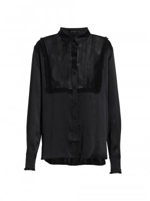 Шелковая блузка с кружевом , черный Kiki de Montparnasse