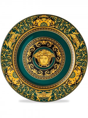 Тарелка Medusa (30 см) из коллаборации с Versace. Цвет: зеленый