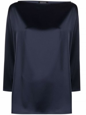 Атласная блузка с вырезом-лодочкой Gianluca Capannolo. Цвет: синий