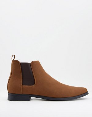 Светло-коричневые ботинки челси из искусственной замши -Коричневый цвет ASOS DESIGN