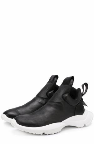 Кожаные кеды без шнуровки на контрастной подошве Cinzia Araia. Цвет: черный