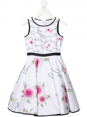 Платье с принтом Summer Vibes Monnalisa. Цвет: белый