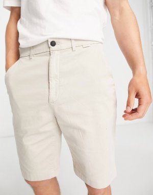 Узкие шорты из смеси хлопка и сатина цвета камня Calvin Klein