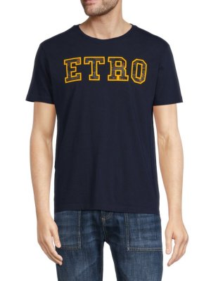 Хлопковая футболка с логотипом , синий Etro