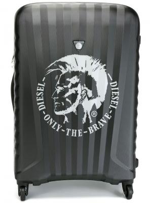 Ребристый чемодан с логотипом Diesel. Цвет: чёрный