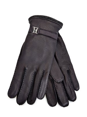 Кожаные перчатки с подкладкой из кашемира и литым логотипом MORESCHI. Цвет: черный
