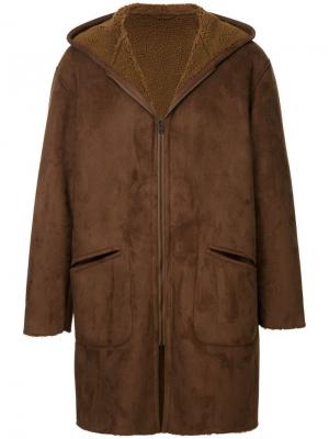 Пальто на молнии с капюшоном United Arrows. Цвет: коричневый