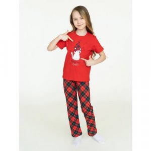Пижама Arctic Kids, брюки, футболка, размер 152, белый, синий Bay. Цвет: красный