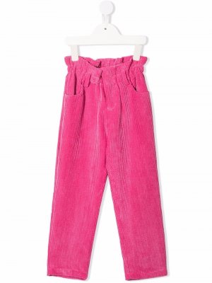 Вельветовые брюки с завышенной талией Miss Grant Kids. Цвет: розовый