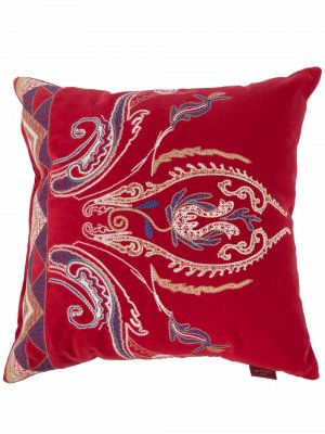 Бархатная подушка с вышивкой ETRO HOME. Цвет: красный