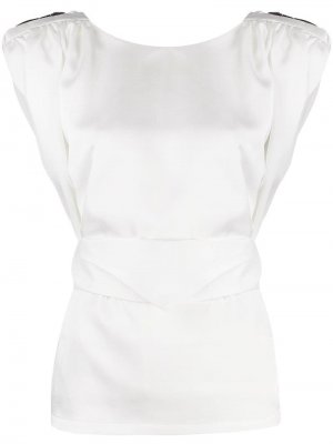 Атласная блузка без рукавов Nineminutes. Цвет: белый