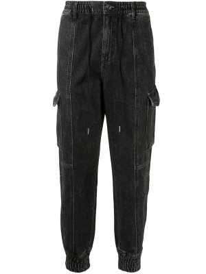 Спортивные брюки карго из денима SONGZIO. Цвет: серый