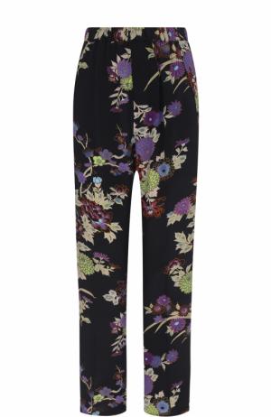 Укороченные шелковые брюки с принтом и эластичным поясом Isabel Marant. Цвет: черный