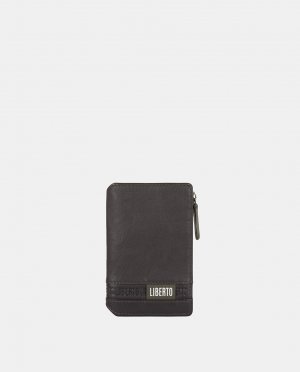 Коричневый кожаный кошелек с отделением для удостоверения личности , Liberto