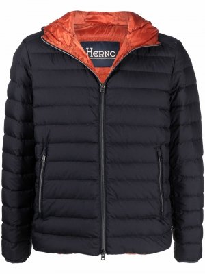 Quilted hooded puffer jacket Herno. Цвет: синий