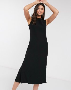 Черное приталенное платье со свободной юбкой Closet-Черный цвет Closet London