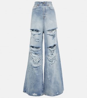 Рваные джинсы с высокой посадкой VETEMENTS, синий Vetements
