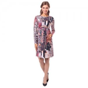 Платье Х -образного силуэта трикотажное абстаркция город Mammy Size 50885028 (Размер 48) MammySize. Цвет: фиолетовый