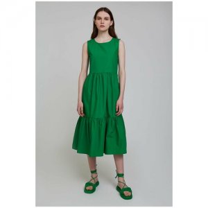 Платье , хлопок, повседневное, миди, размер 44, зеленый INCITY. Цвет: зеленый