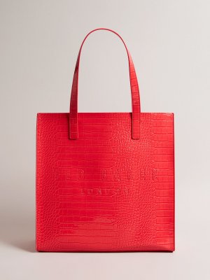 Большая сумка-шоппер Croccon Icon, коралл Ted Baker
