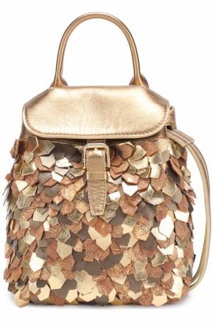 Рюкзак из металлизированной кожи Ralph Lauren. Цвет: золотой