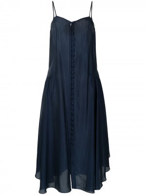 Шелковое платье LIYA. Цвет: синий