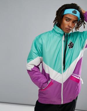Зелено-фиолетовая горнолыжная куртка OOSC Folie Old School Ski. Цвет: фиолетовый