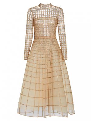 Коктейльное платье с кристаллической сеткой Oscar De La Renta, цвет crystal Renta