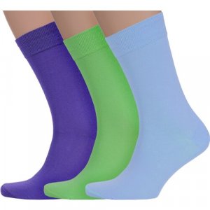 Носки , 3 пары, размер 25, зеленый, голубой, фиолетовый LorenzLine. Цвет: голубой/зеленый/фиолетовый