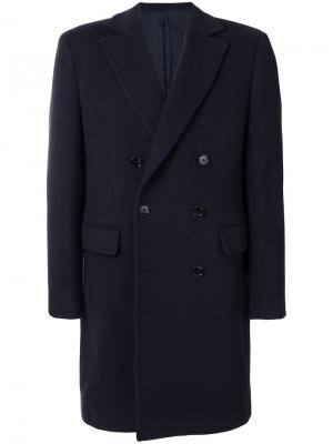 Классическое двубортное пальто Mp Massimo Piombo. Цвет: синий