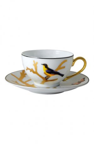 Чайная чашка с блюдцем Aux Oiseaux Bernardaud. Цвет: разноцветный