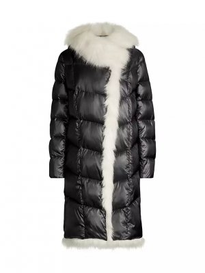 Пальто-спальный мешок с отделкой из искусственного меха , черный Donna Karan New York