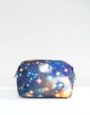 Эксклюзивная косметичка с галактическим принтом Mi‑Pac Mi-Pac. Цвет: синий