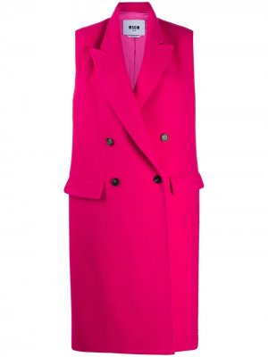 Двубортное пальто без рукавов MSGM. Цвет: розовый