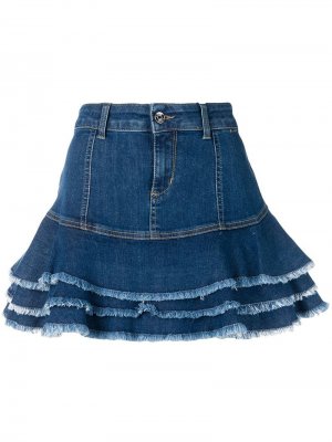 Джинсовая юбка с оборками Liu Jo. Цвет: синий