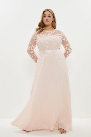 Платье макси с длинными рукавами и вышивкой больших размеров , розовый Coast
