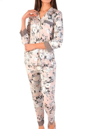 Женский пижамный комплект с карманами и пуговицами из лайкры кружева NICOLETTA